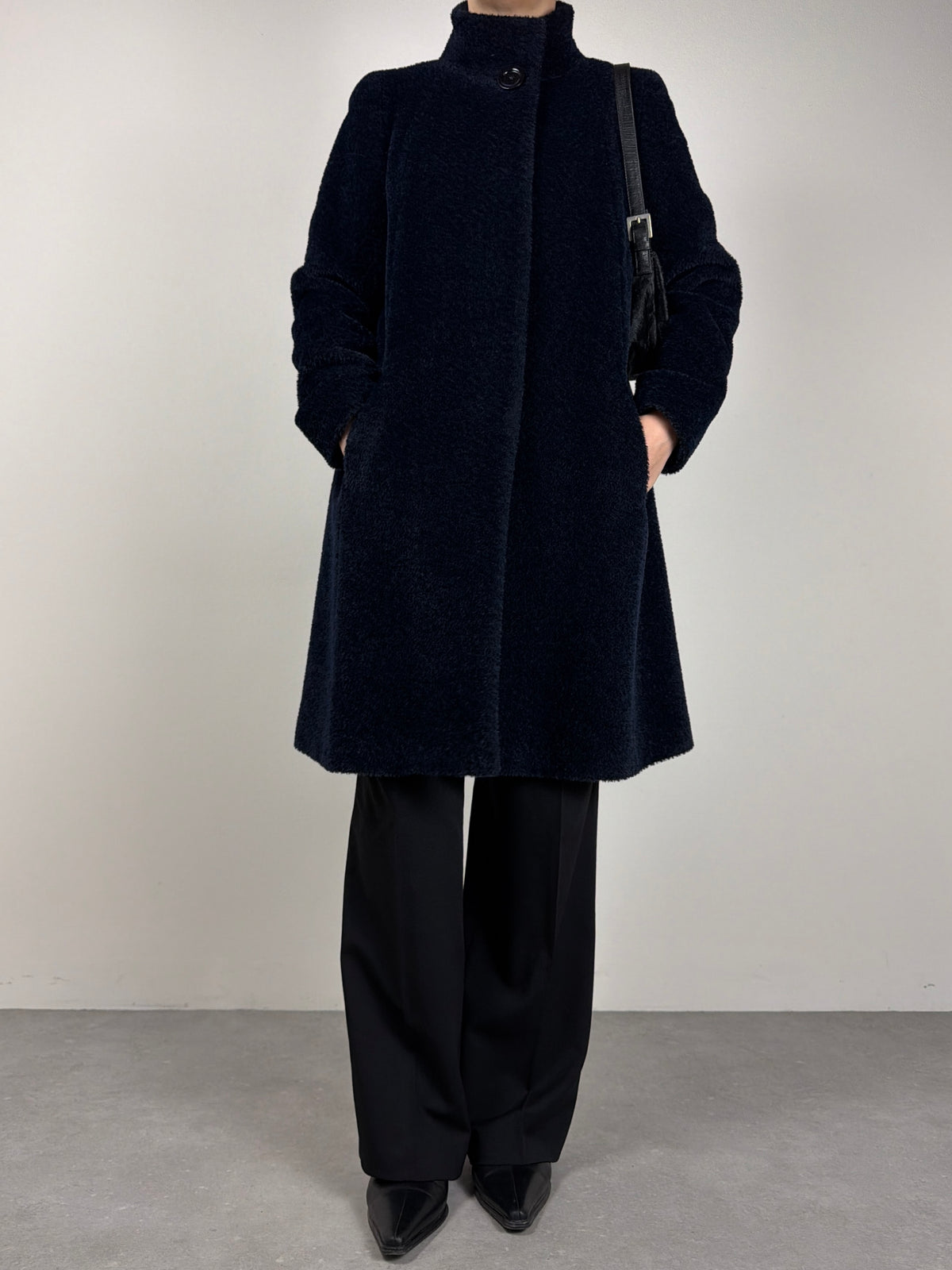 Cinzia Rocca Icon cappotto blu in alpaca e lana