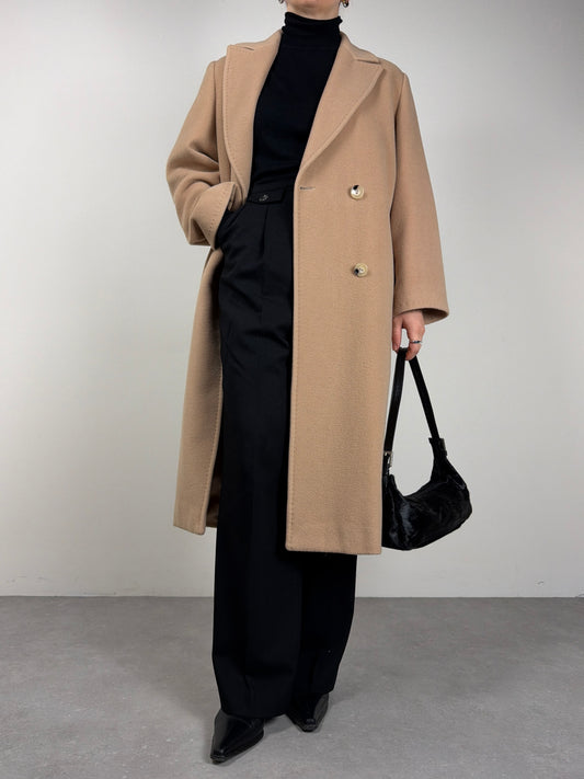 Cinzia Rocca cappotto in lana, lambswool e cashmere color beige