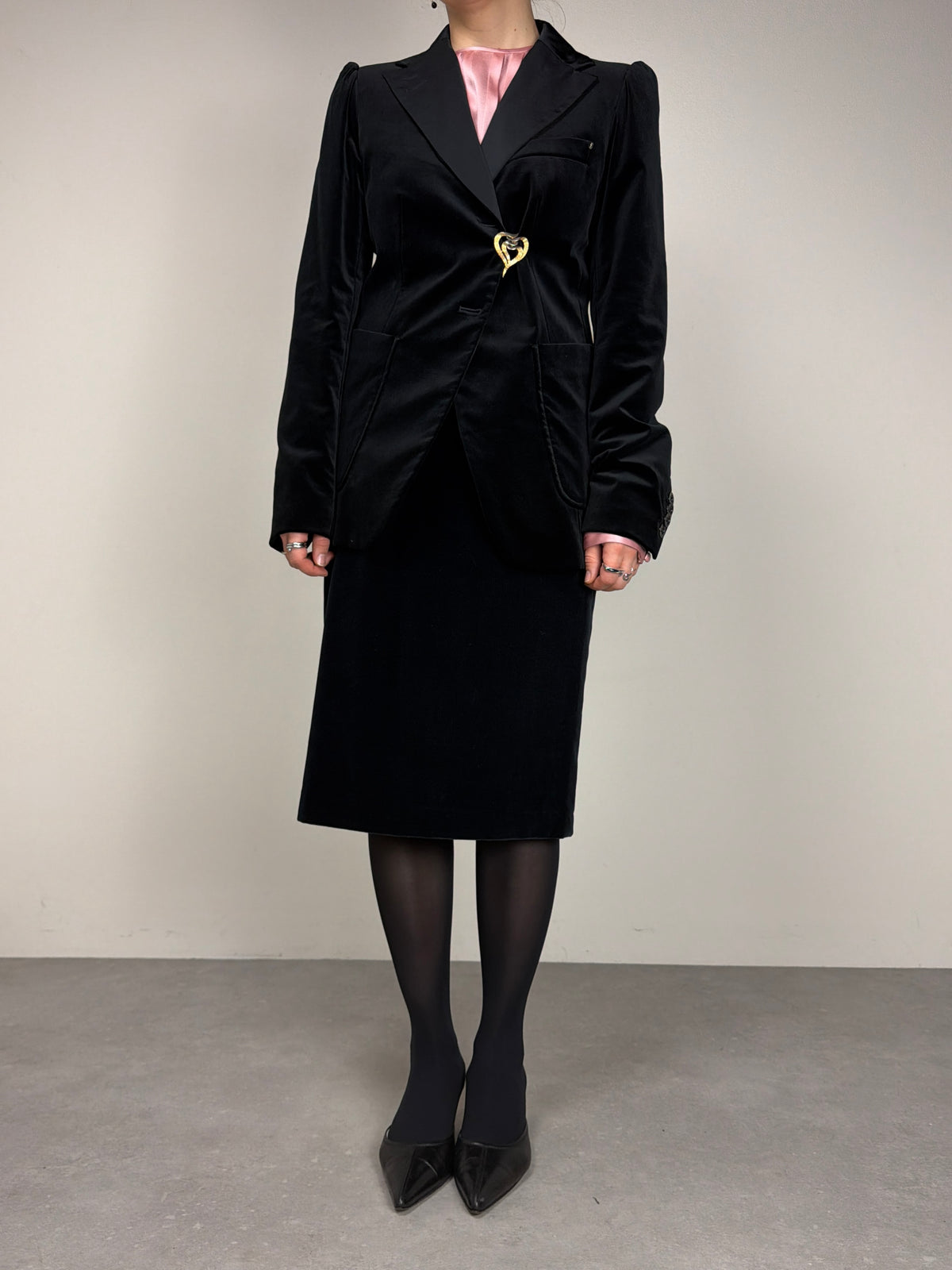 Blazer in velluto nero di cotone