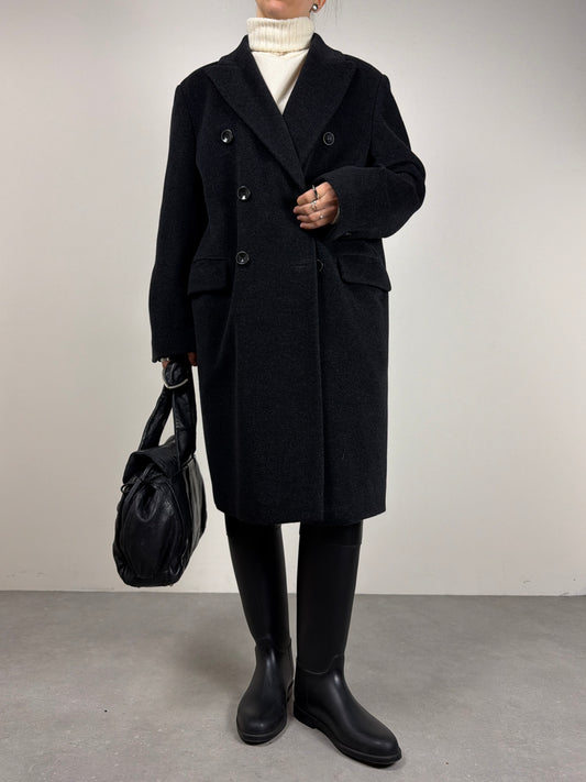 Cappotto vintage a doppiopetto color grigio scuro