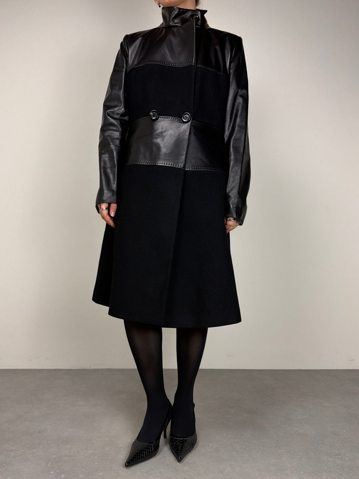 Cappotto Sportmax in vera pelle e lana