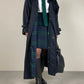 Trench blu con gilet tartan staccabile