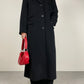 Cappotto lungo nero in beaver di pura lana