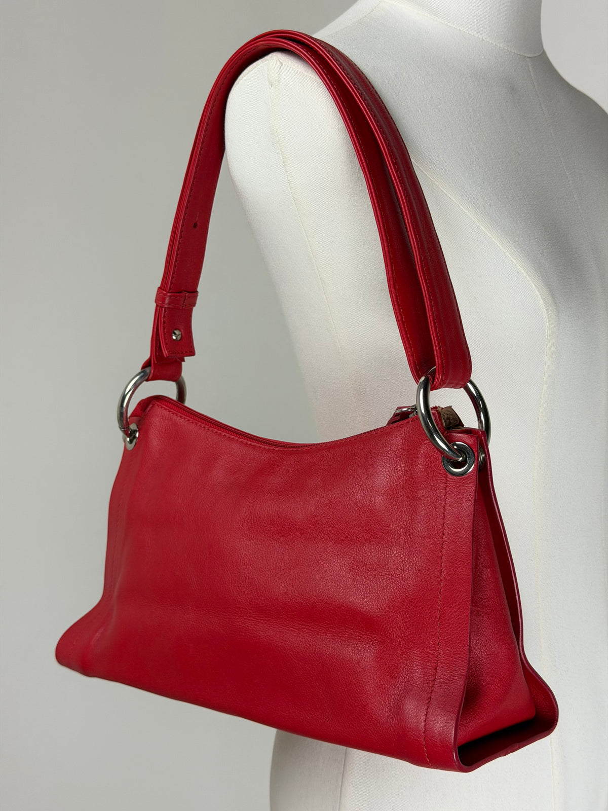 Borsa a spalla o a tracolla in vera pelle rossa