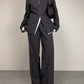 Completo vintage minimal in fresco di lana grigio salvia