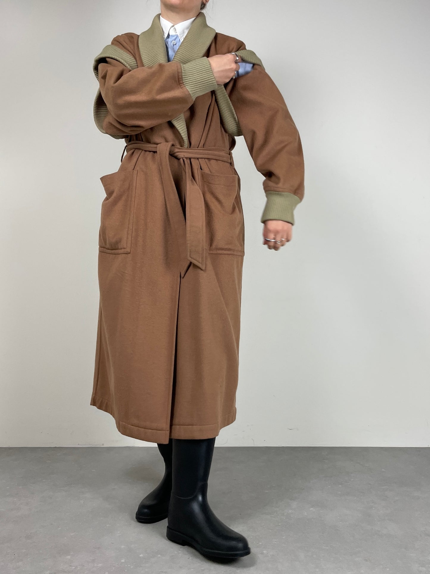 Cappotto vintage Cerruti in pura lana con maniche rimovibili