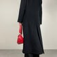 Cappotto lungo nero in beaver di pura lana