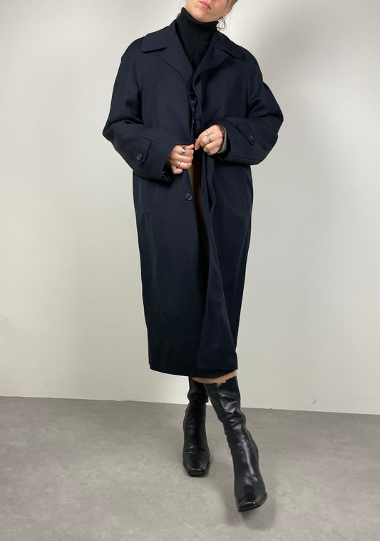 Blue wool trench coat