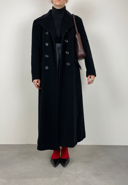 Black wool long coat