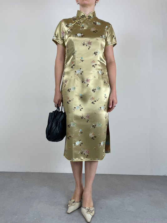 Qipao sartoriale in jacquard di viscosa