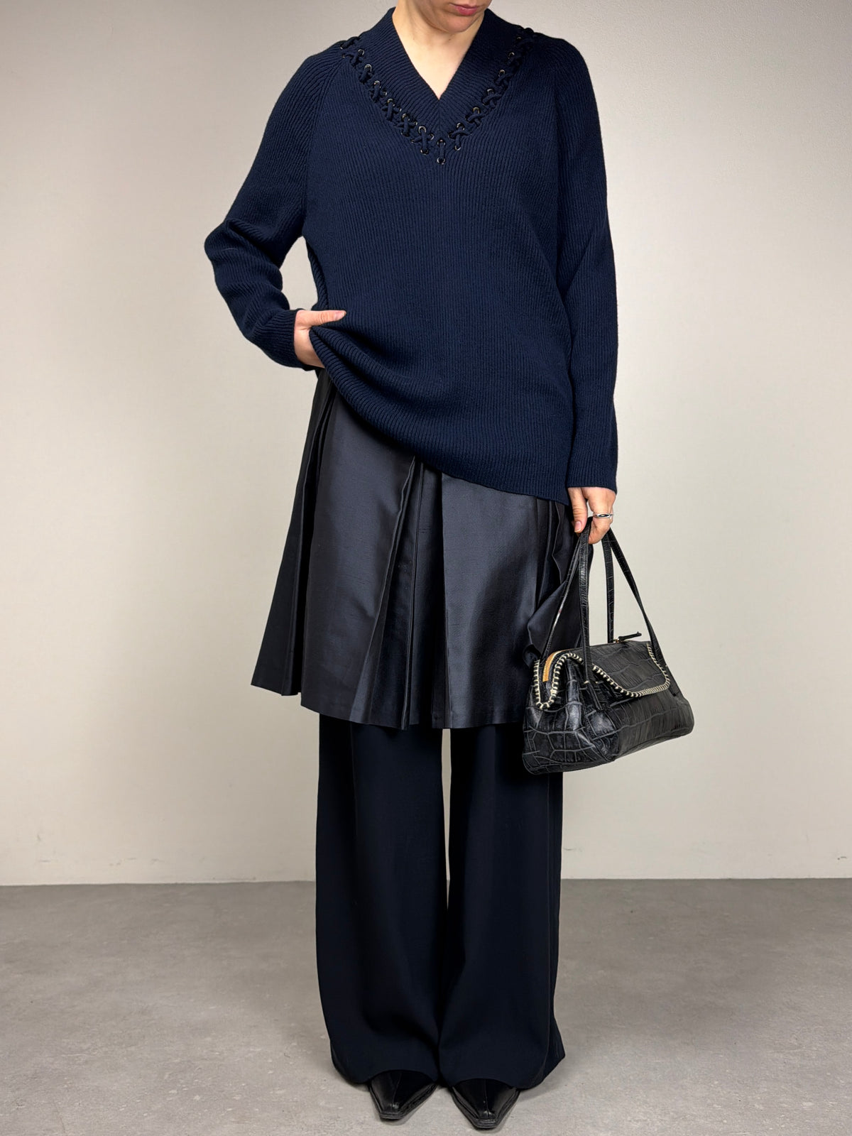 Maglione in lana e cashmere con intrecci