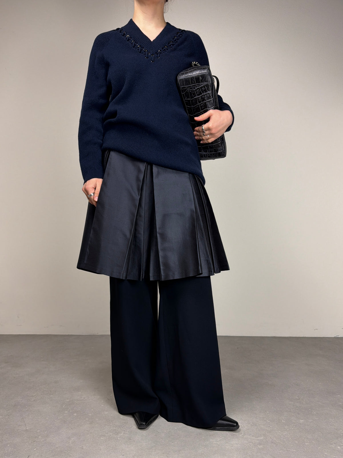 Maglione in lana e cashmere con intrecci