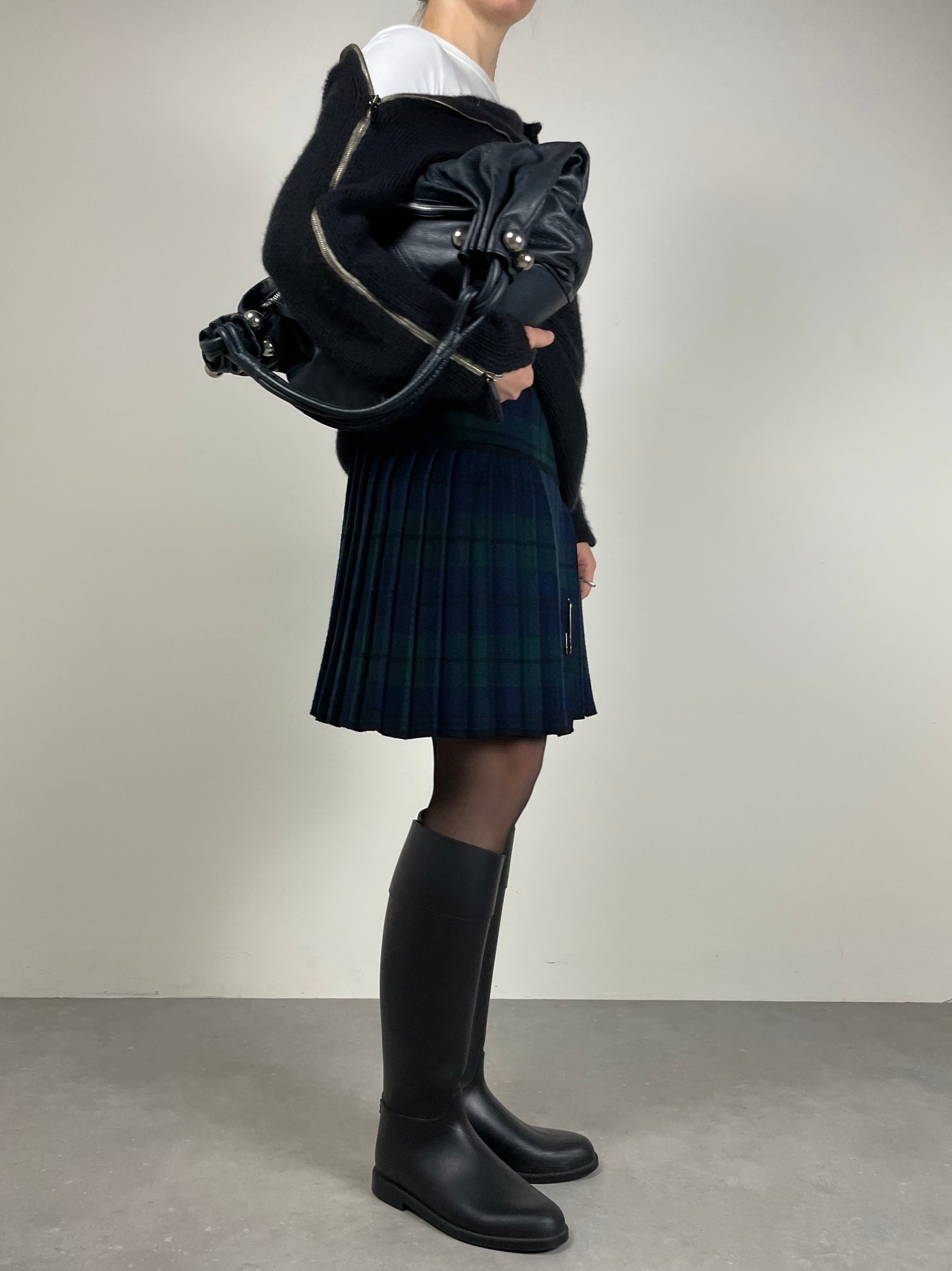 Maglione in 100% puro cashmere blu con zip sulle maniche