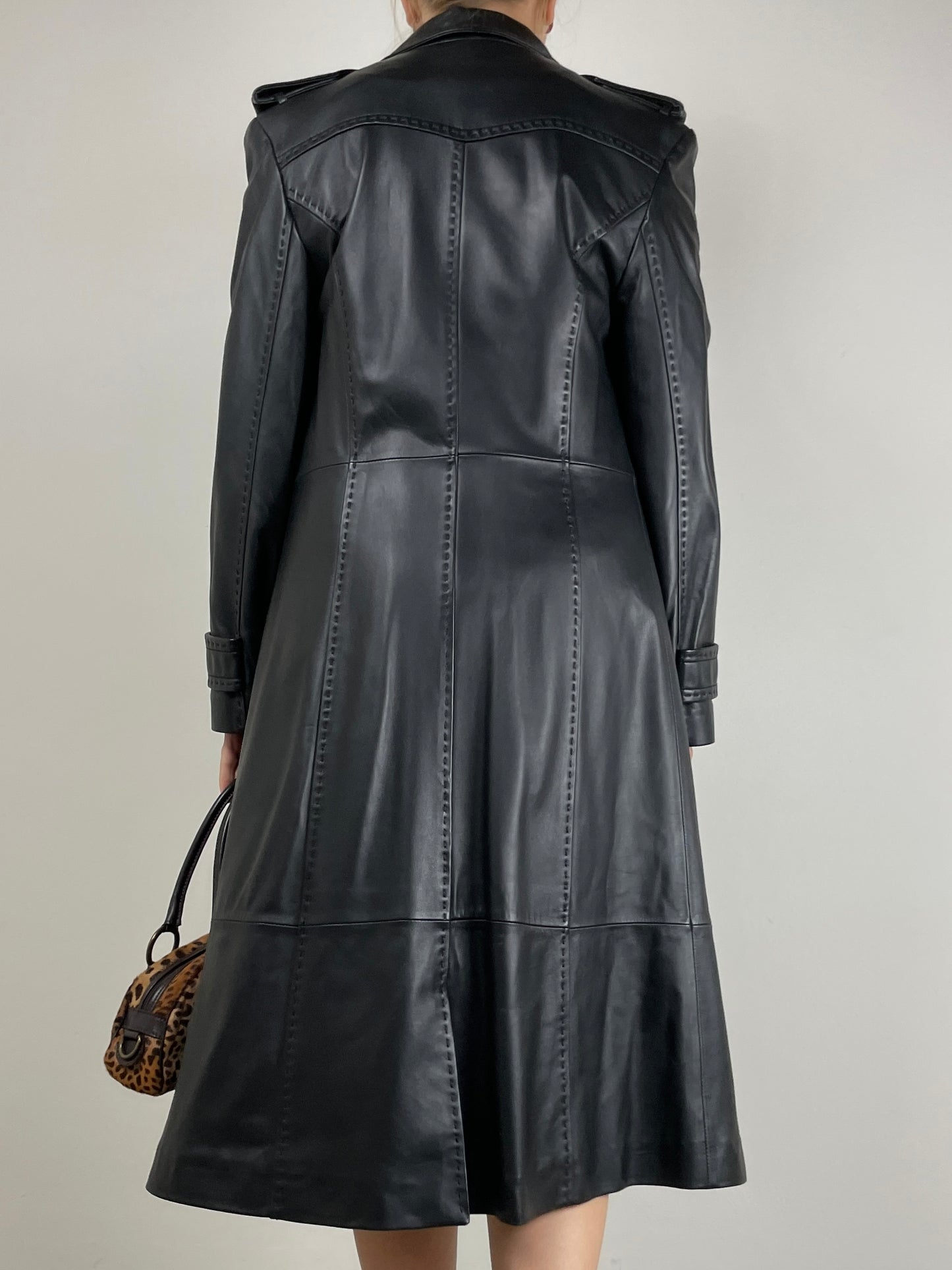 Trench vintage vera pelle nera