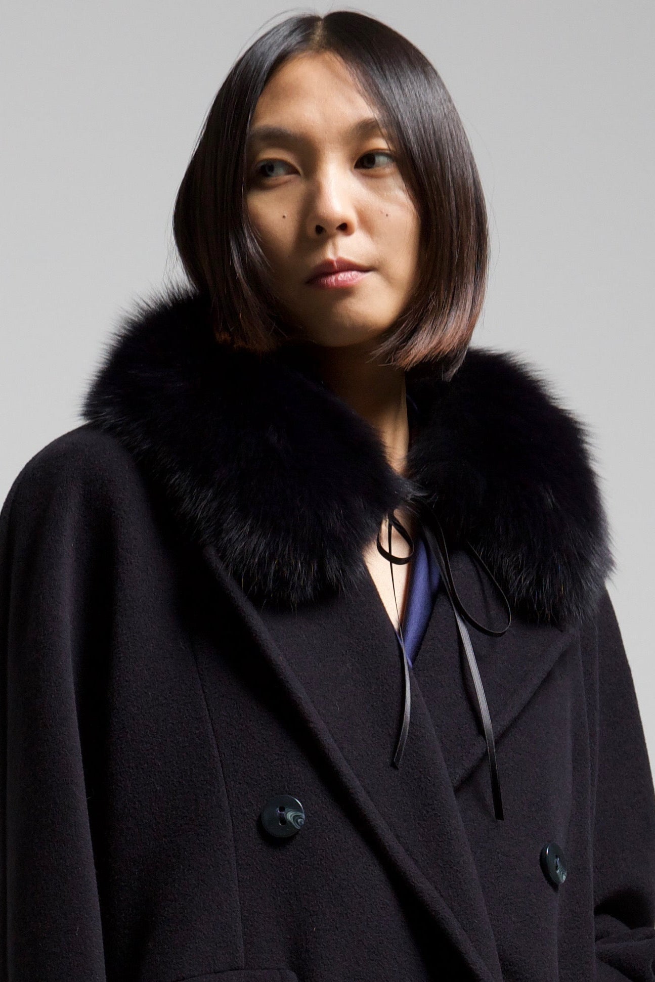 Cappotto a doppiopetto in lana blu