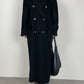 Long black wool, cashmere, angora coat