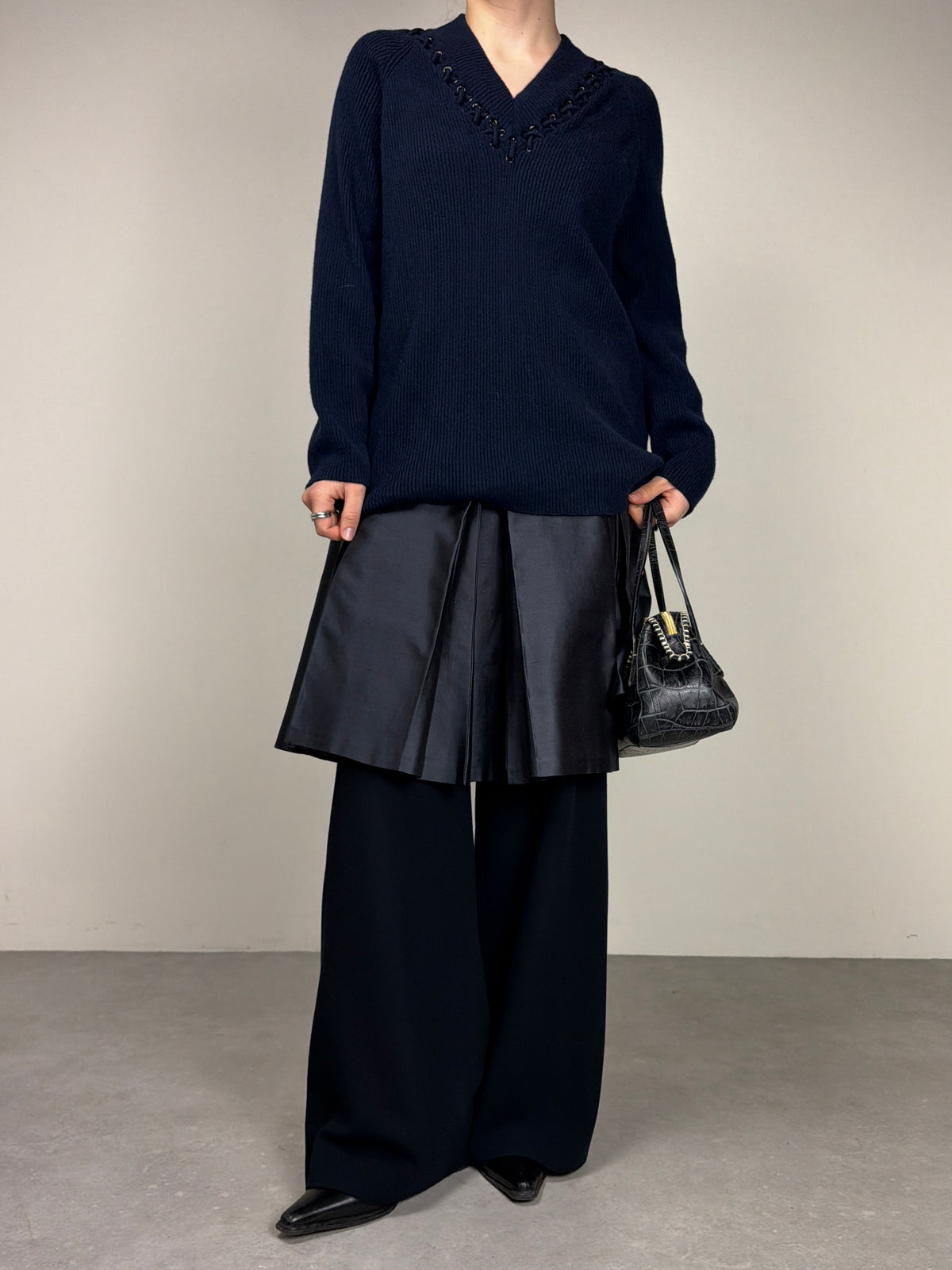 Maglione in lana e cashmere con intrecci