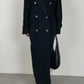 Long black wool, cashmere, angora coat