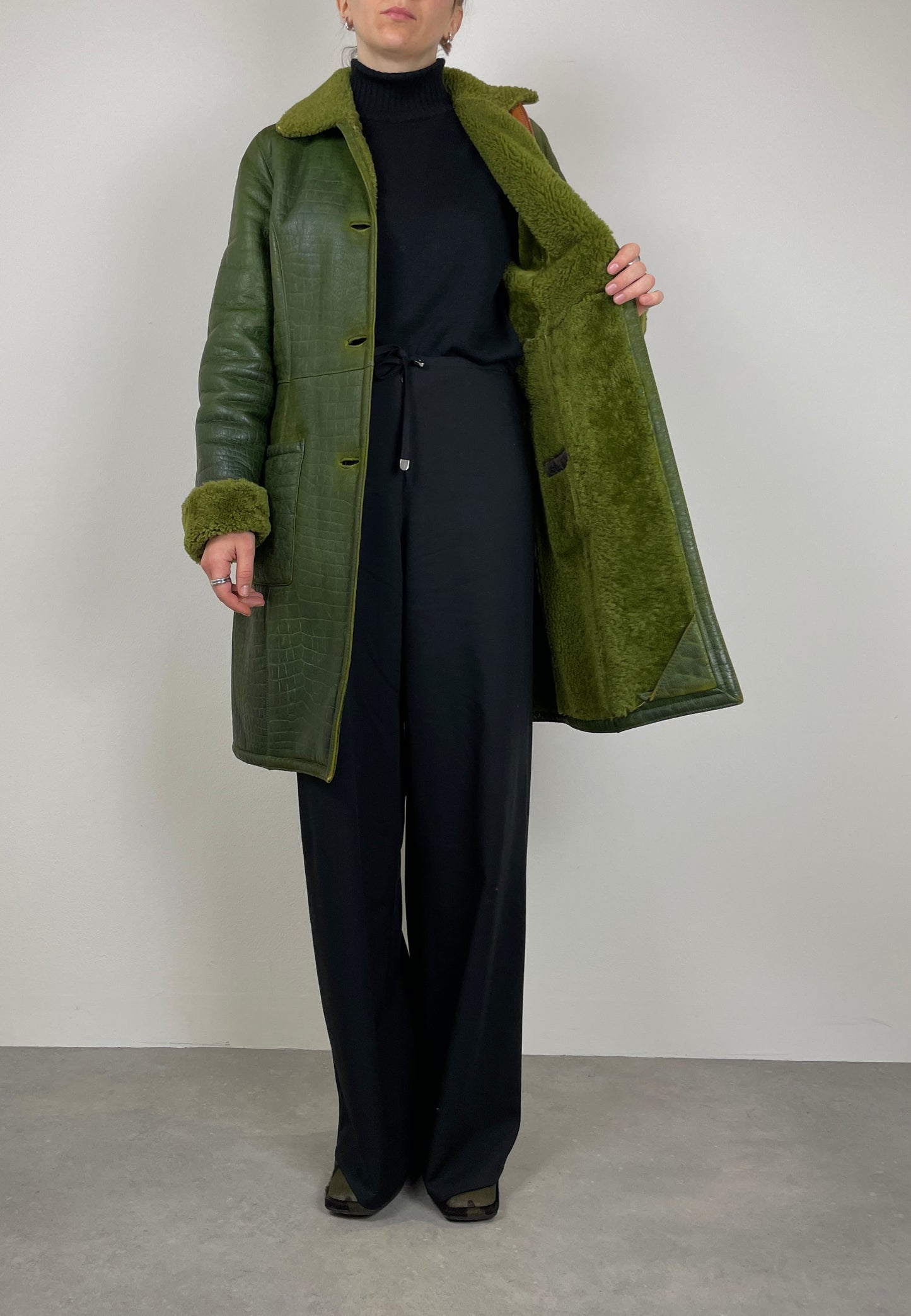 Green shearling jacket