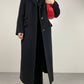 Cappotto lungo nero in beaver di pura lana
