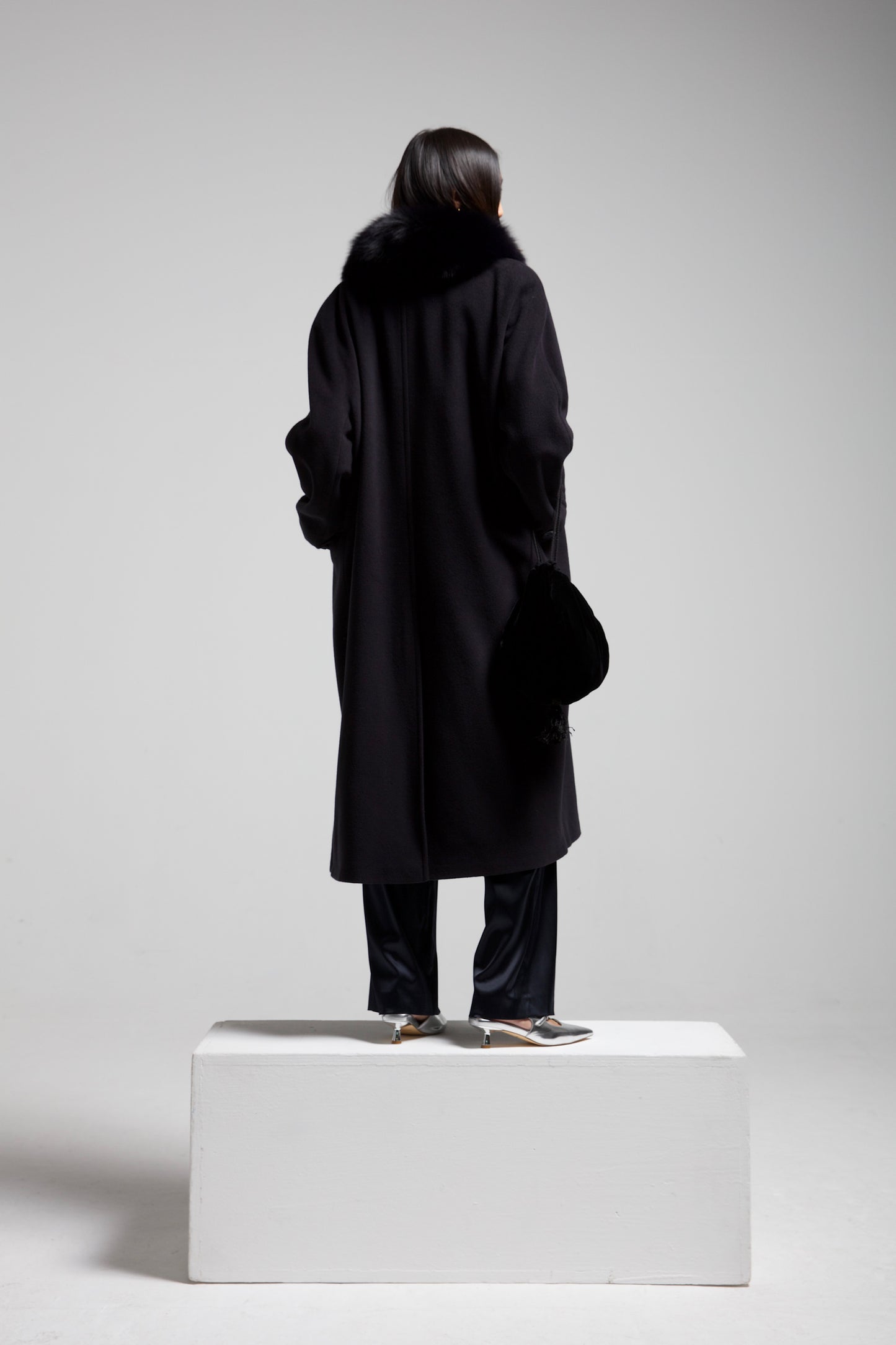 Cappotto a doppiopetto in lana blu