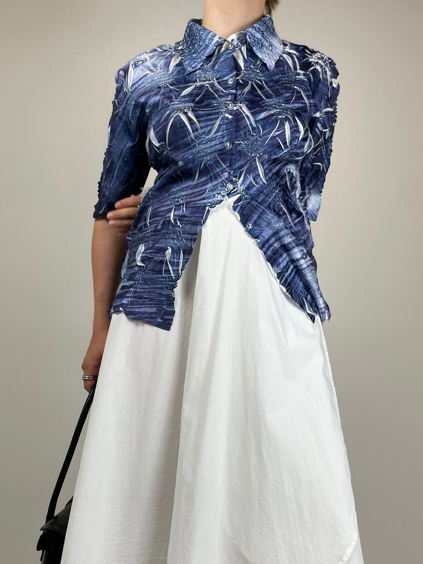 Camicia misto seta in tessuto effetto tridimensionale