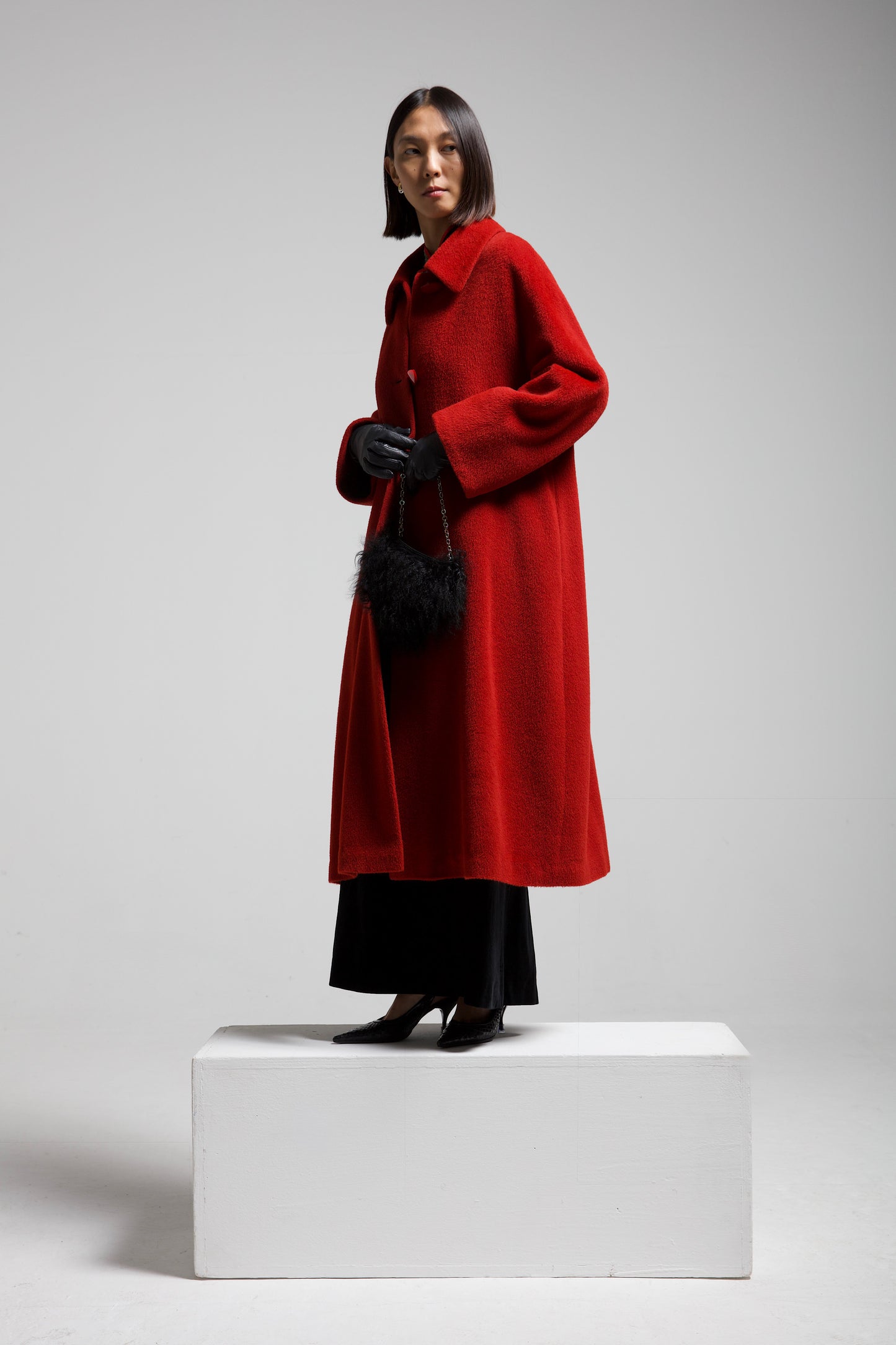 Cappotto rosso in 100% alpaca