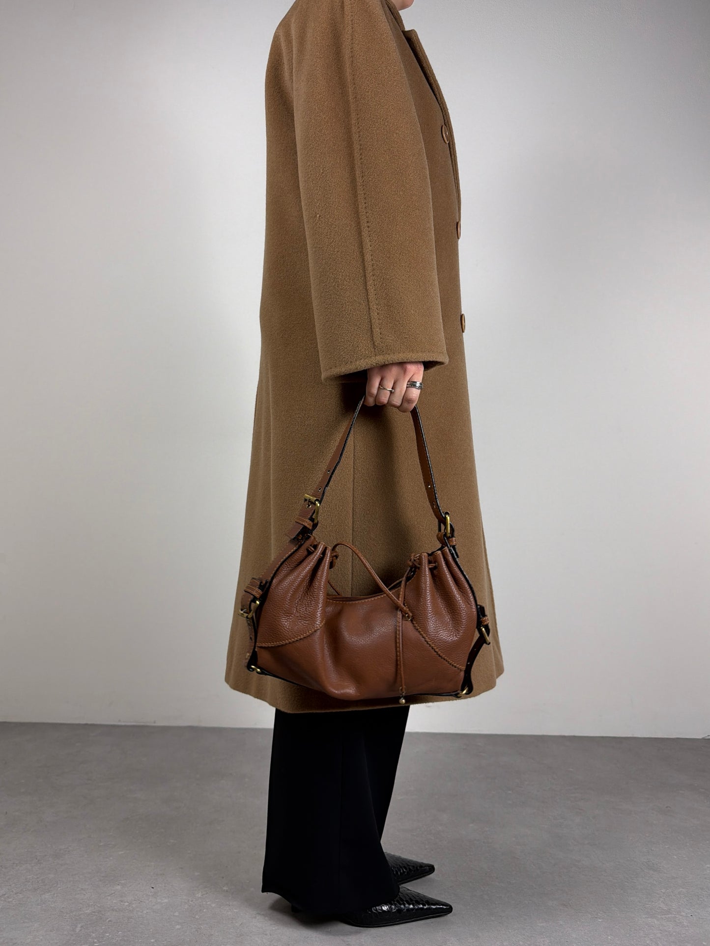 Cappotto in pura lana color cammello