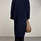 Cappotto blu a doppiopetto in lana e cashmere
