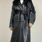 Trench in vera pelle con collo in pelliccia Mongolia
