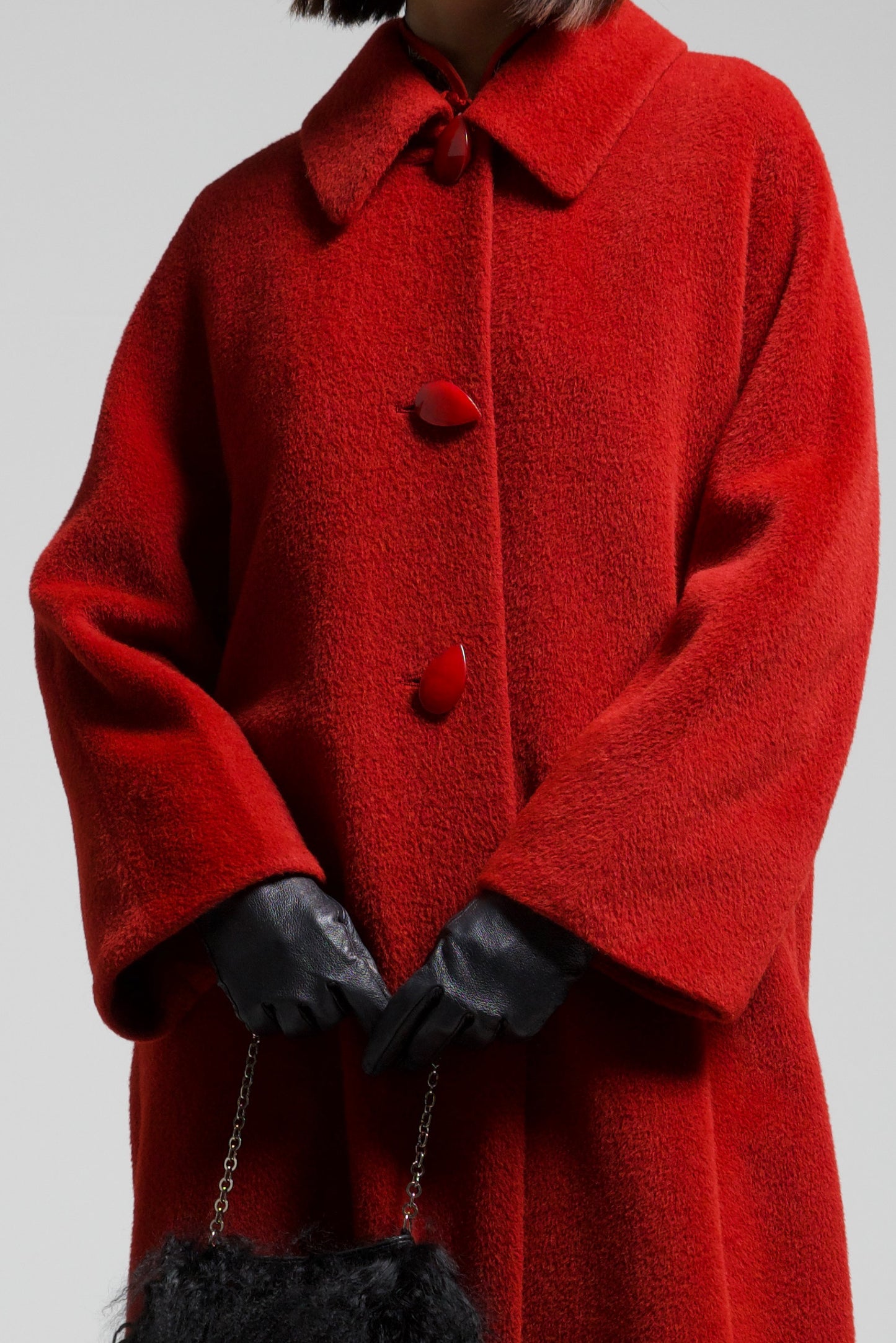 Cappotto rosso in 100% alpaca