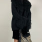GENNY cardigan in misto mohair e seta con pelliccia Mongolia