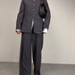 Completo vintage minimal in fresco di lana grigio salvia