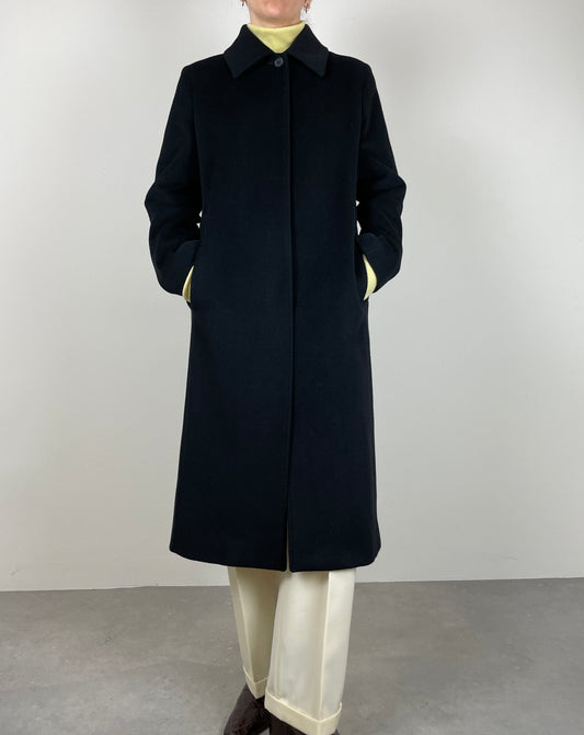 Wool cashmere and angora black coat