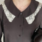Camicia in pura seta con colletto in pizzo