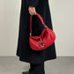 Borsa baguette in vera pelle rossa