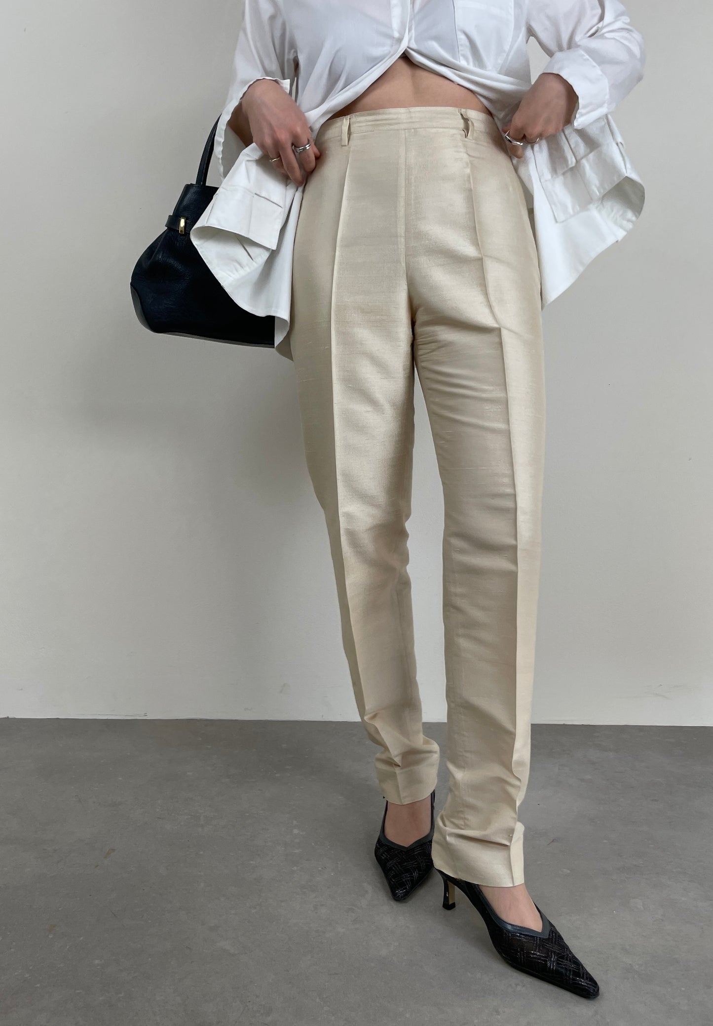 Silk shantung trousers