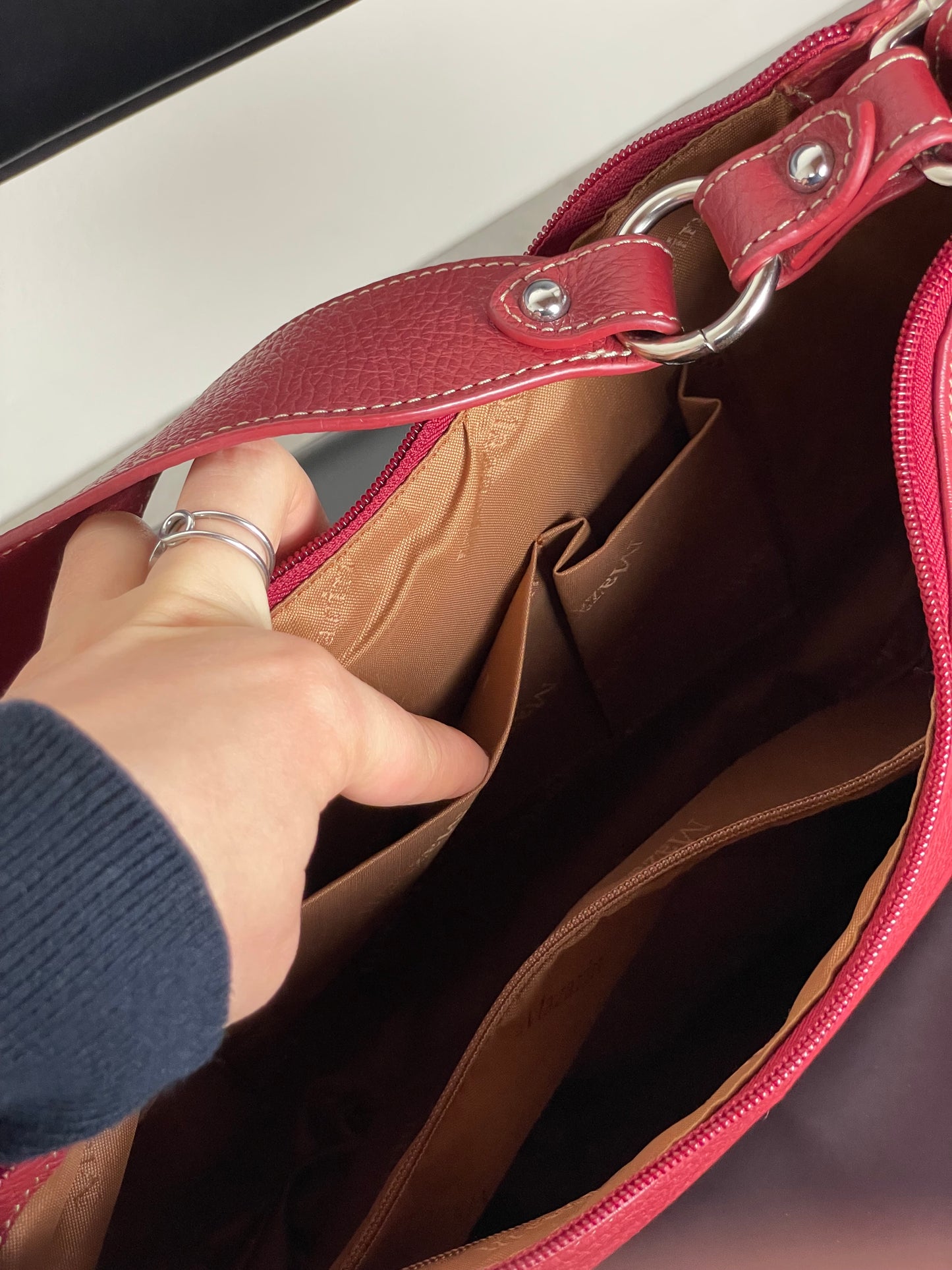 Burgundy hobo leather bag