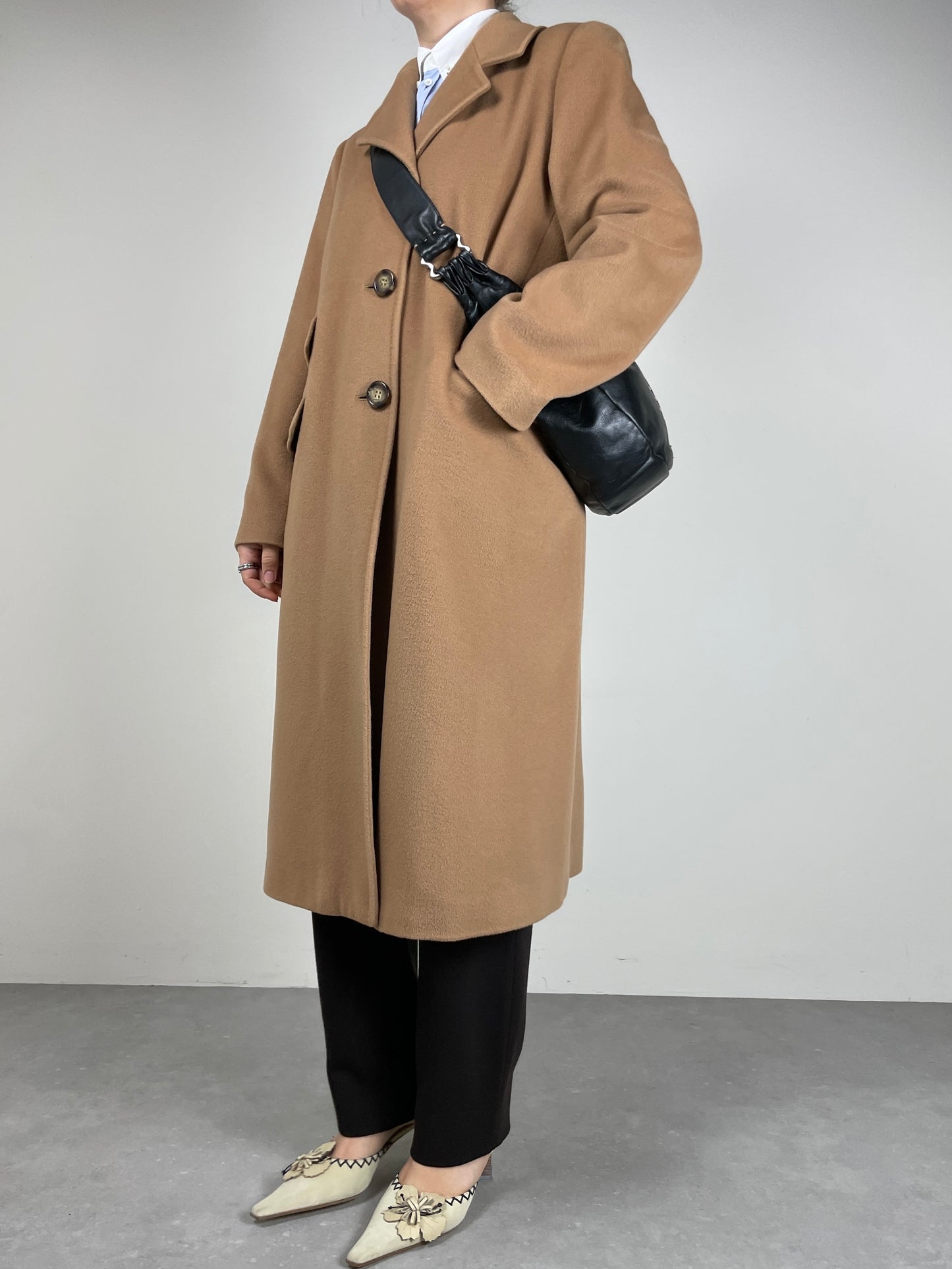 Cappotto in pura lana color cammello Made in Italy