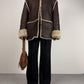 Shearling vintage made in Italy marrone con pelo beige