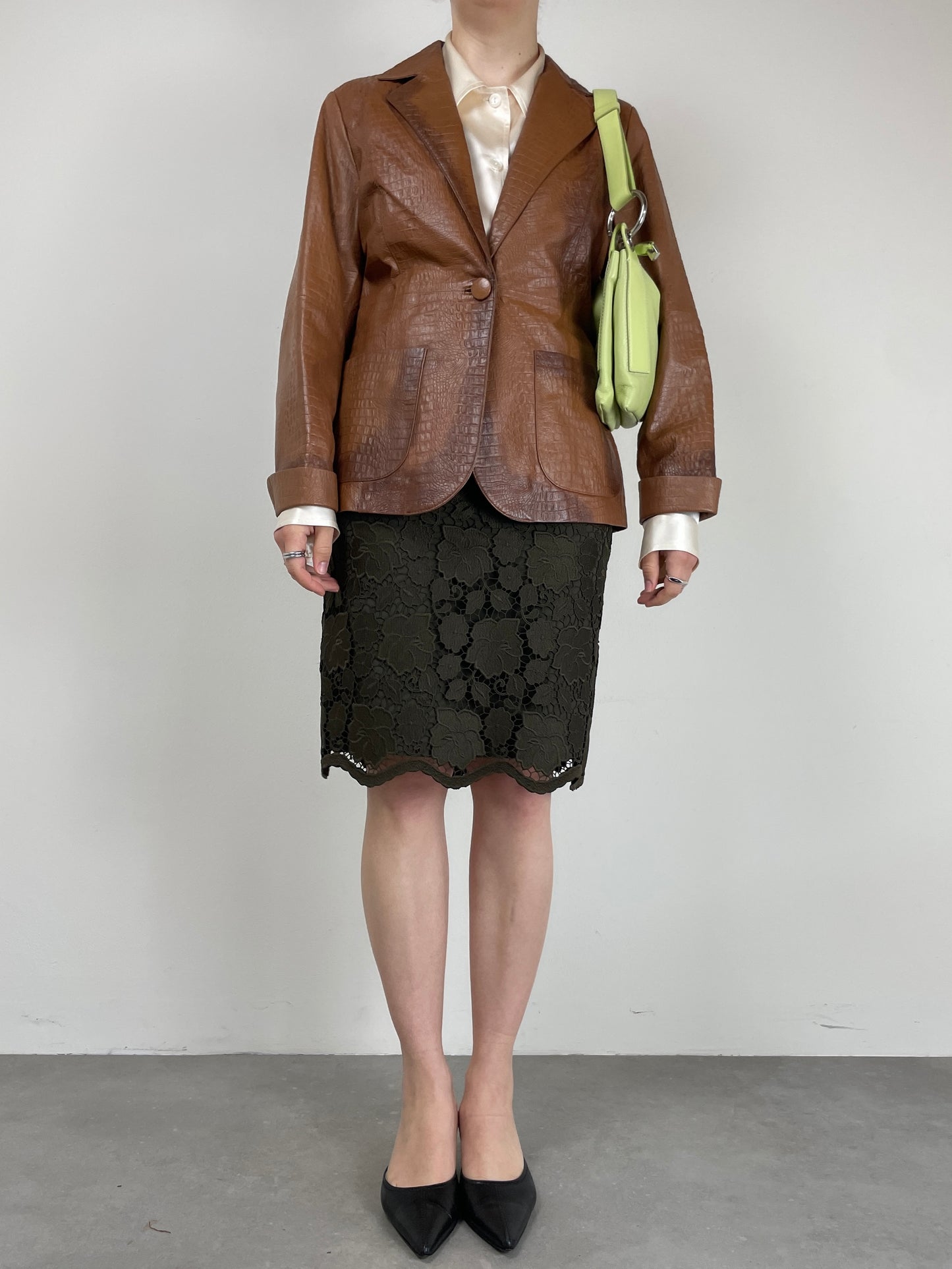 Blazer in vera pelle effetto cocco