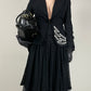 Blazer nero con ricamo intagliato