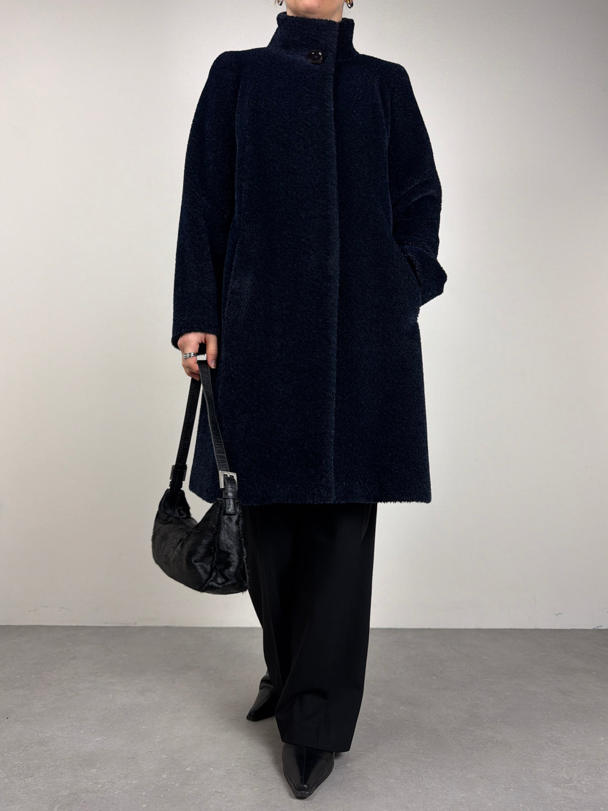 Cinzia Rocca Icon cappotto blu in alpaca e lana