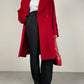 Cappotto rosso in lana, angora e cashmere