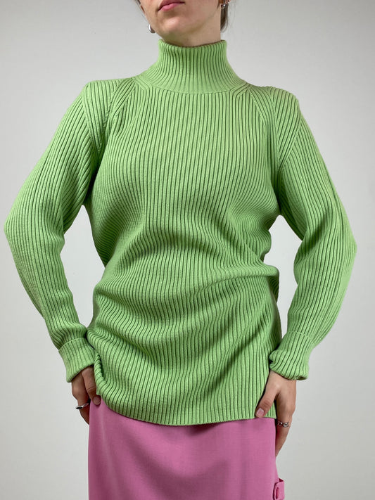 Maglione in pura lana verde mela