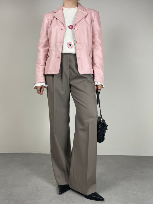 Giacca in vera pelle rosa