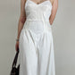 Abito lungo bustier con inserti in seta