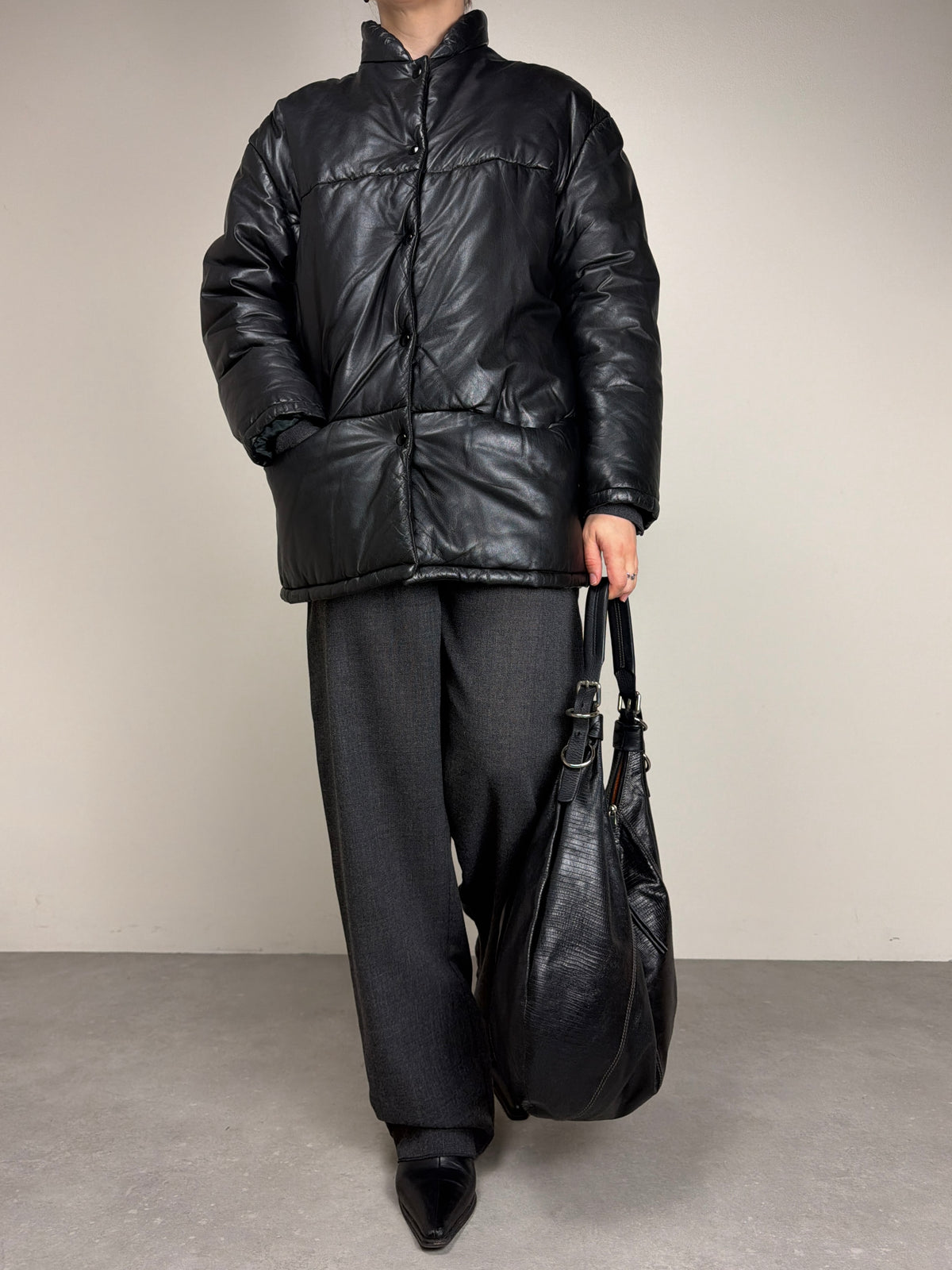 Piumino vintage in vera pelle