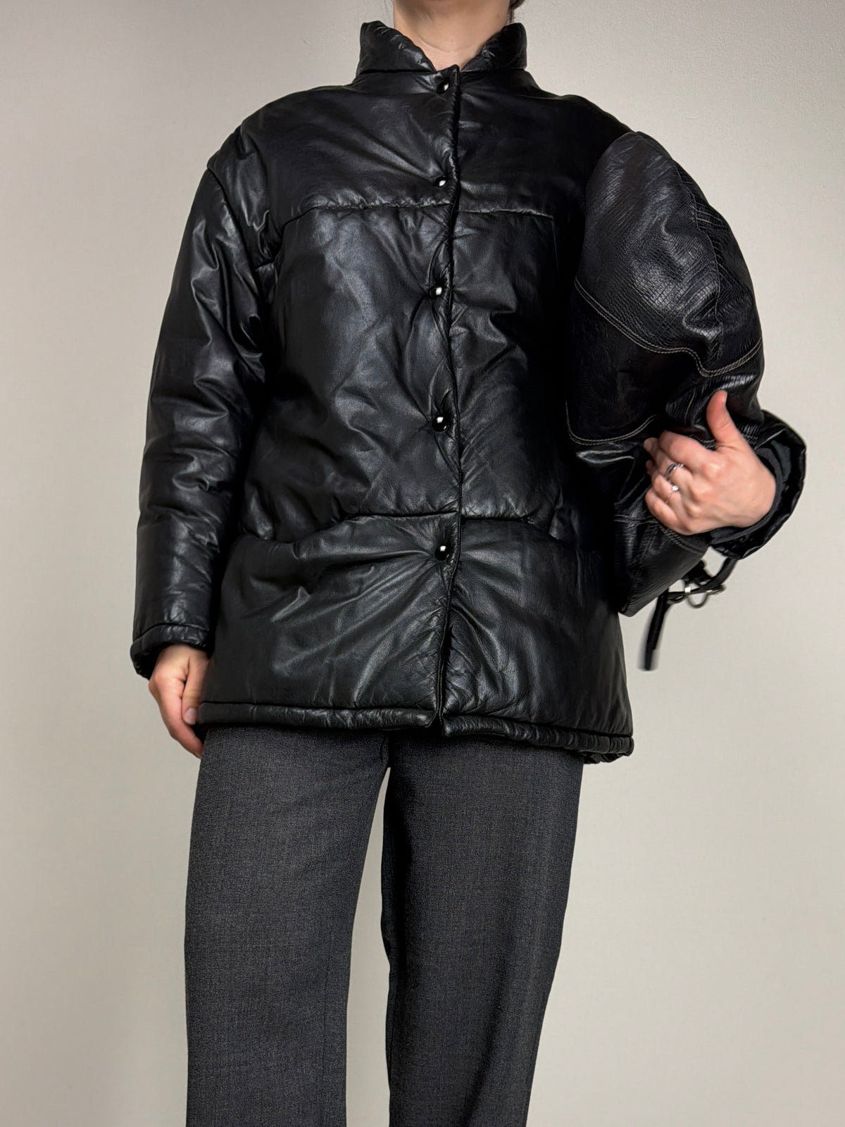 Piumino vintage in vera pelle