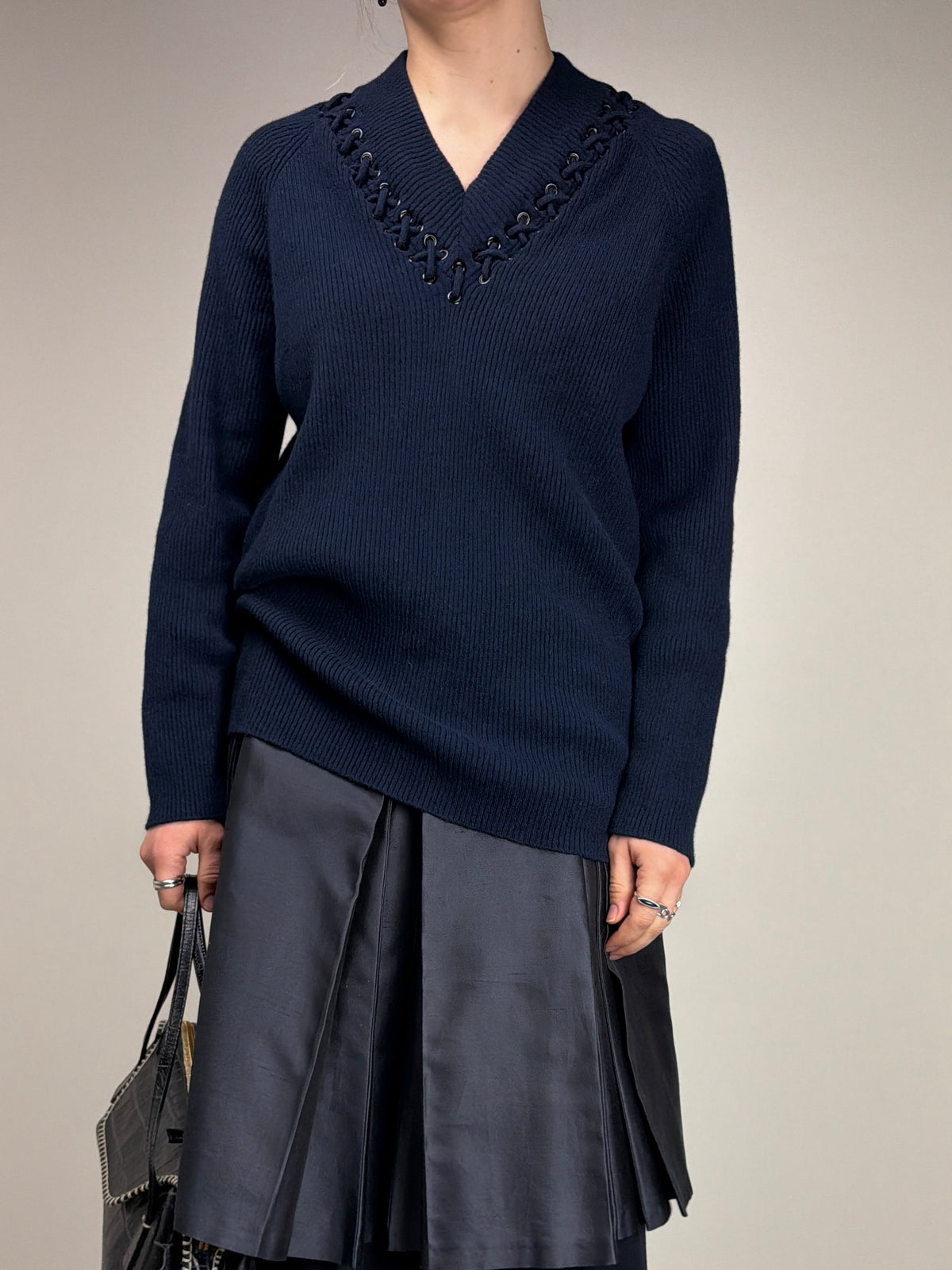 Maglione in lana e cashmere con intrecci